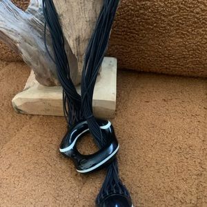 Stylish Monies Gerda Lynggaard? black  and White Pendant Necklace & Braided Cord
